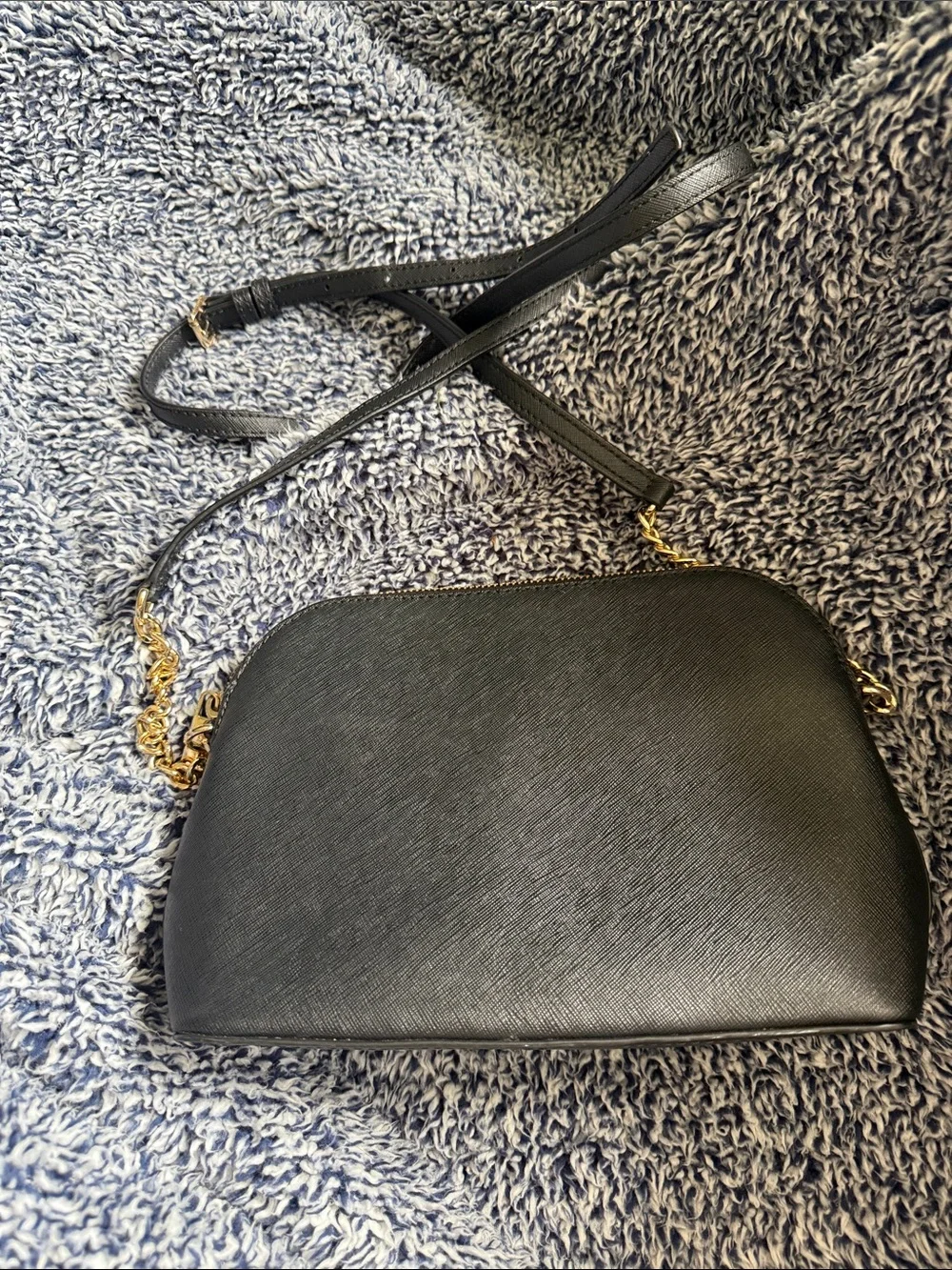 Michael Kors Black Dome Crossbody with Gold Hardware